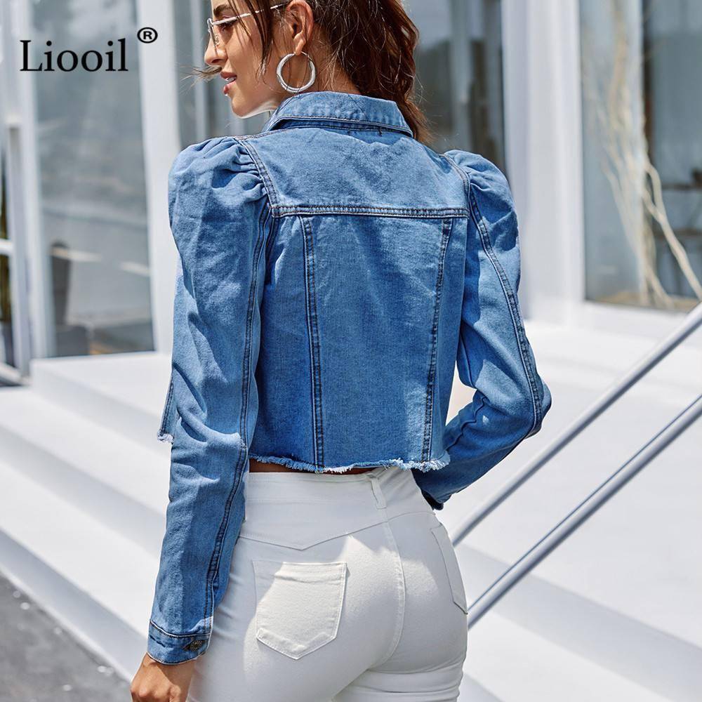 Vintage Blue Denim Cropped Jackets OUT0825 Vintage Blue Denim Cropped Jackets OUT0825