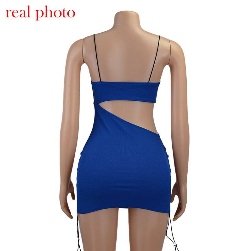 Best Selling Backless Mini Dress Spaghetti Strap Ruched Out0836