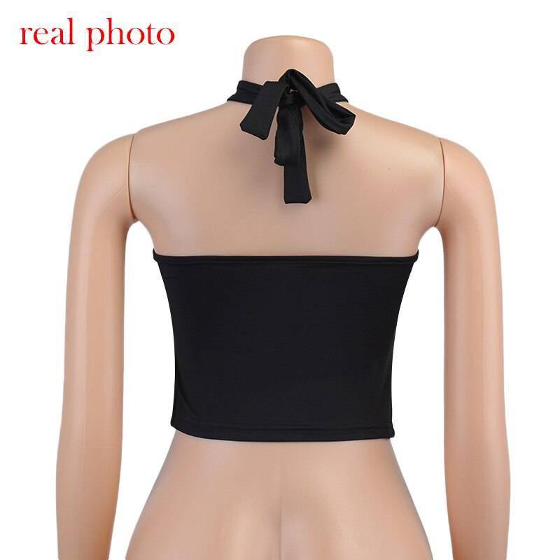 FREE SHIPPING Halter Crop Tops Metal Chain Club Party Outfits OUT0839