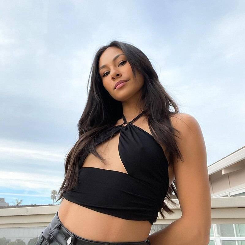 FREE SHIPPING Festival Fashion Outfits Halter Crop Top And Mini Skirts OUT0841