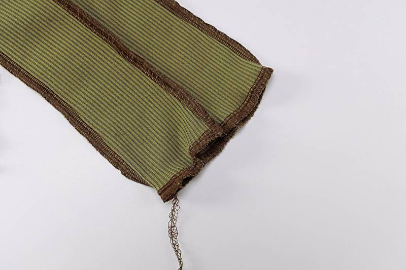 2020 Backless Halter Ribbed Tie Front Top Women Long Sleeve Hollow Out Lace Up T Shirts Patchwork Sexy Bodycon Y2K Crop Top