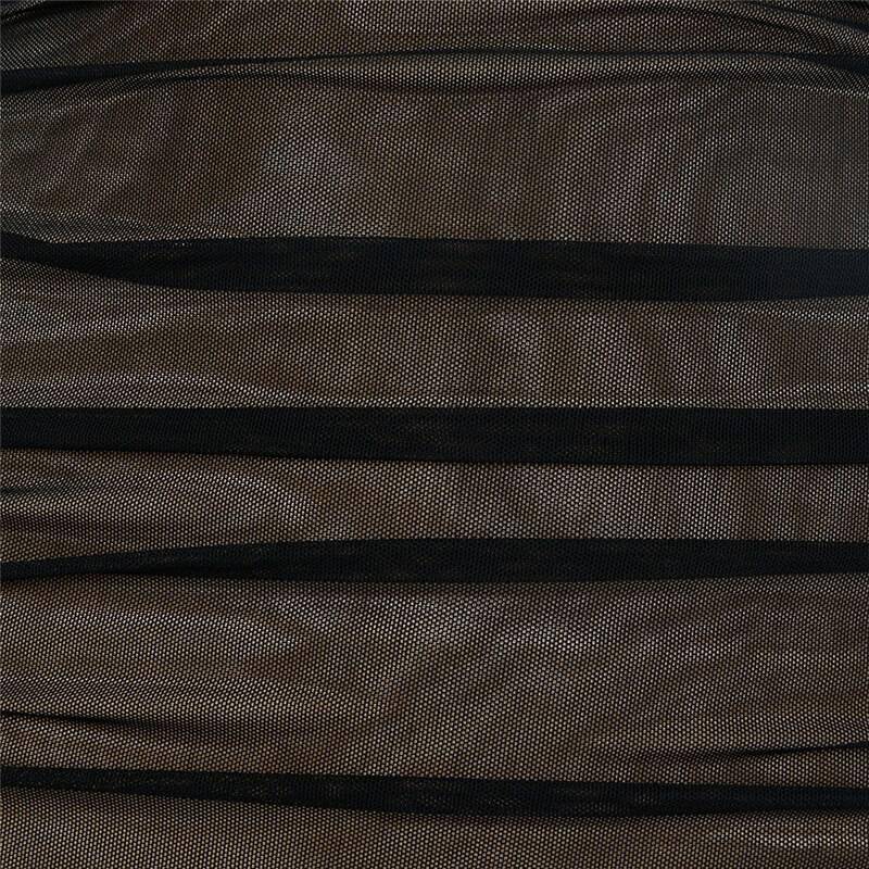 Fantoye 2021 Spring Double Layer Mesh Mini Dress Women Lantern Sleeve Ruched Bodycon Dress Clubwear Sexy Black Backless Vestido