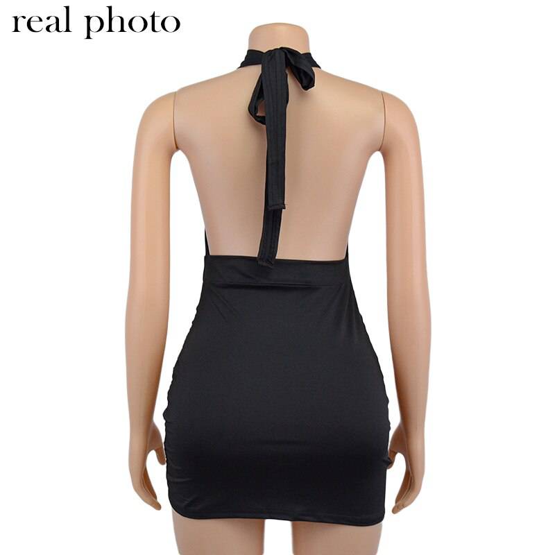 FREE SHIPPING 2021 Night Club Outfit Dress Halter Neck OUT0847