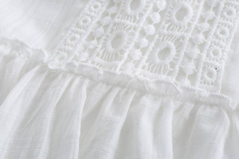 FREE SHIPPING White Bohemian Summer Dress Ruffle Lace Embroidery OUT0848