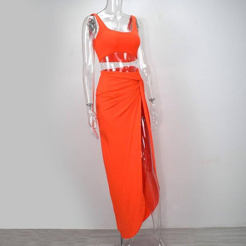 NewAsia Sexy Party 2 Piece Set Women Plus Size Crop Top Twist Side Split Long Skirts Matching Sets Club Two Piece Outfits 2021 NewAsia Sexy Party 2 Piece Set Women Plus Size Crop Top Twist Side Split Long Skirts Matching Sets Club Two Piece Outfits 2021