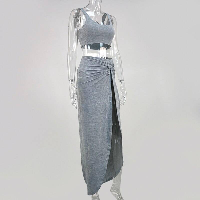 NewAsia Sexy Party 2 Piece Set Women Plus Size Crop Top Twist Side Split Long Skirts Matching Sets Club Two Piece Outfits 2021 NewAsia Sexy Party 2 Piece Set Women Plus Size Crop Top Twist Side Split Long Skirts Matching Sets Club Two Piece Outfits 2021