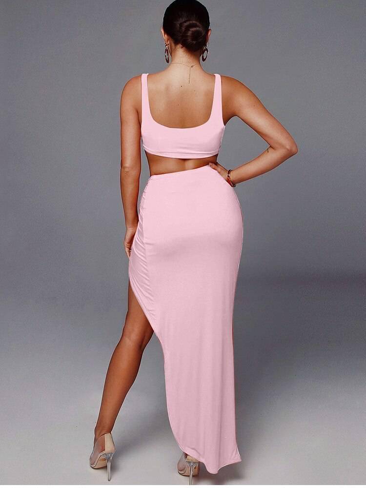 NewAsia Sexy Party 2 Piece Set Women Plus Size Crop Top Twist Side Split Long Skirts Matching Sets Club Two Piece Outfits 2021 NewAsia Sexy Party 2 Piece Set Women Plus Size Crop Top Twist Side Split Long Skirts Matching Sets Club Two Piece Outfits 2021