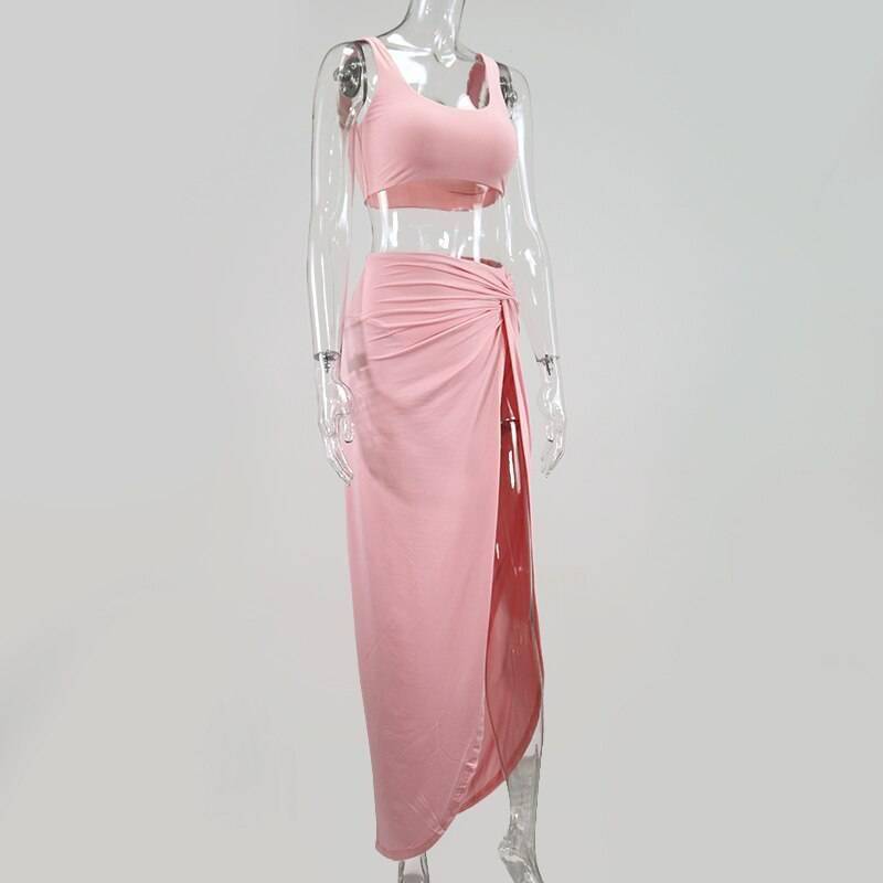 NewAsia Sexy Party 2 Piece Set Women Plus Size Crop Top Twist Side Split Long Skirts Matching Sets Club Two Piece Outfits 2021 NewAsia Sexy Party 2 Piece Set Women Plus Size Crop Top Twist Side Split Long Skirts Matching Sets Club Two Piece Outfits 2021