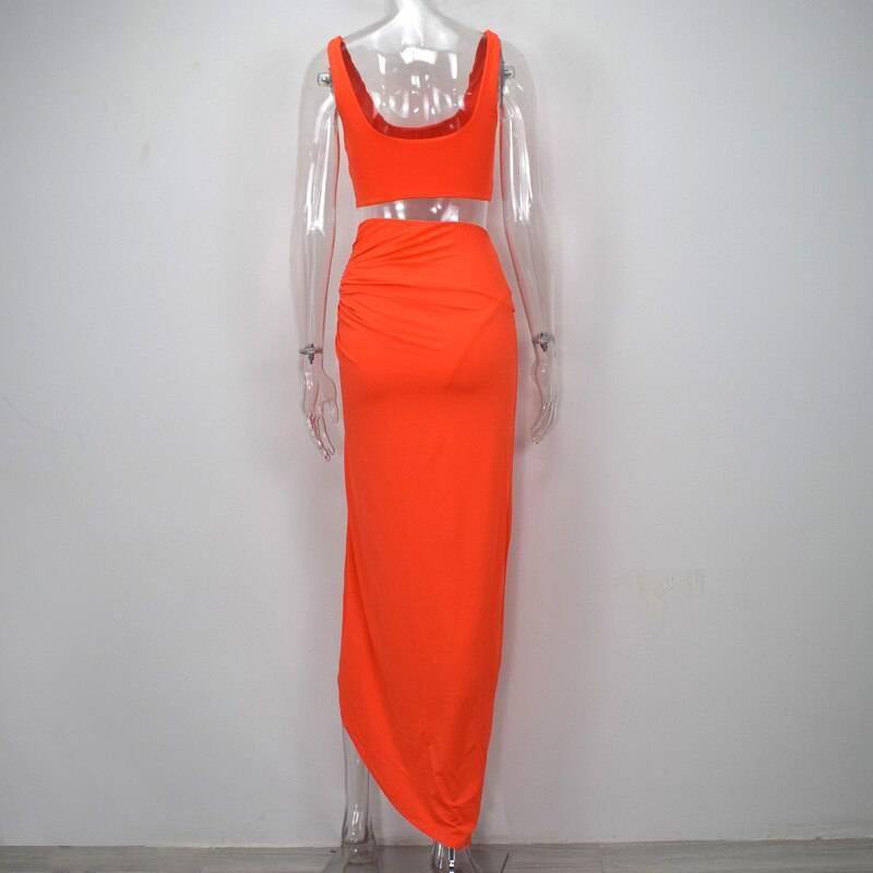 NewAsia Sexy Party 2 Piece Set Women Plus Size Crop Top Twist Side Split Long Skirts Matching Sets Club Two Piece Outfits 2021 NewAsia Sexy Party 2 Piece Set Women Plus Size Crop Top Twist Side Split Long Skirts Matching Sets Club Two Piece Outfits 2021