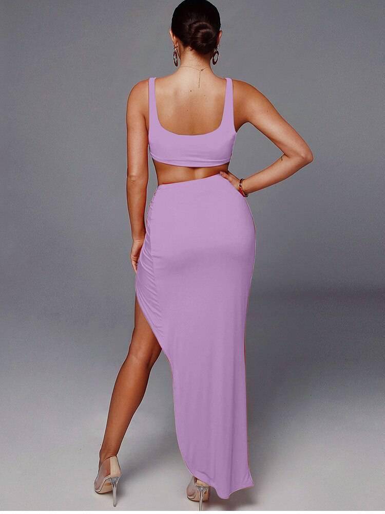 NewAsia Sexy Party 2 Piece Set Women Plus Size Crop Top Twist Side Split Long Skirts Matching Sets Club Two Piece Outfits 2021 NewAsia Sexy Party 2 Piece Set Women Plus Size Crop Top Twist Side Split Long Skirts Matching Sets Club Two Piece Outfits 2021