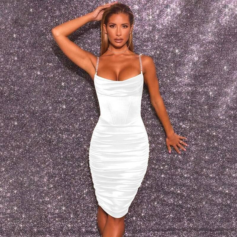 Townlike Pleated Sling Bodycon Bandage Dress Women Midi Diamond Sexy Party Dresses 2020 Satin Strapless Summer Dresses Vestidos Townlike Pleated Sling Bodycon Bandage Dress Women Midi Diamond Sexy Party Dresses 2020 Satin Strapless Summer Dresses Vestidos