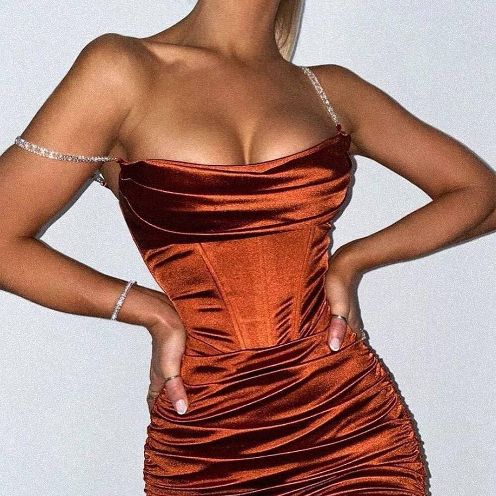 Townlike Pleated Sling Bodycon Bandage Dress Women Midi Diamond Sexy Party Dresses 2020 Satin Strapless Summer Dresses Vestidos Townlike Pleated Sling Bodycon Bandage Dress Women Midi Diamond Sexy Party Dresses 2020 Satin Strapless Summer Dresses Vestidos