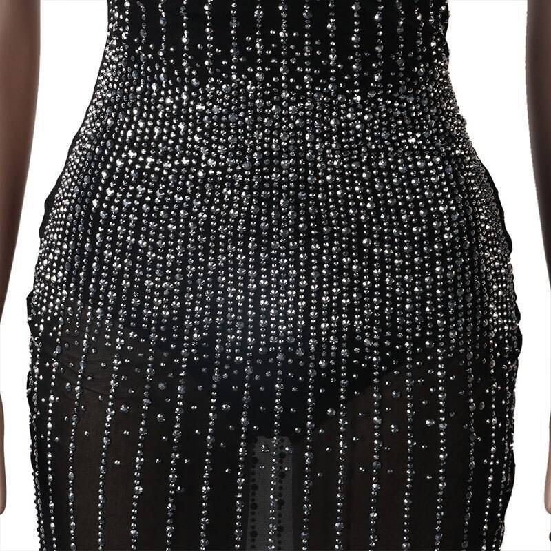 Kricesseen Sexy Sequin Glitter Crystal Midi Dress Vestido Women Sleeveless Strap Bodycon See Through Party Club Dresses Kricesseen Sexy Sequin Glitter Crystal Midi Dress Vestido Women Sleeveless Strap Bodycon See Through Party Club Dresses