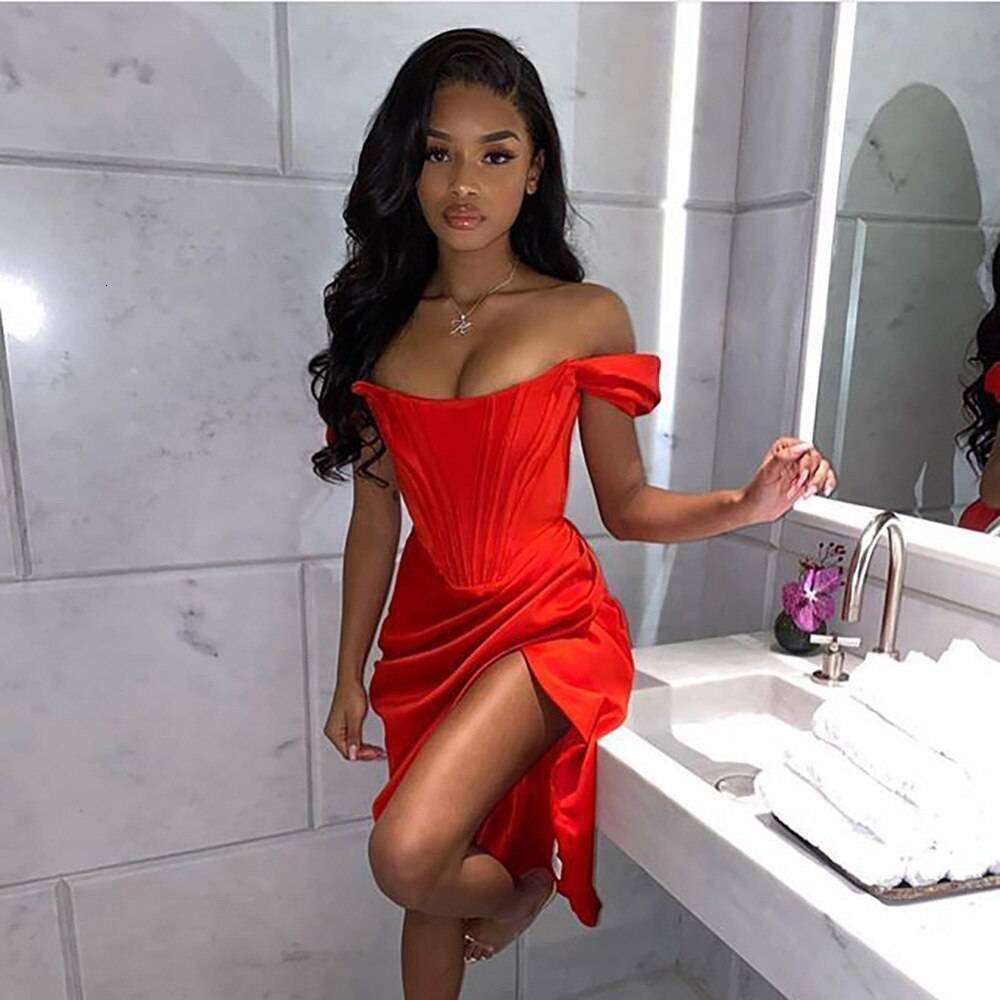 Kesiachiccly Summer White Off Shoulder Sexy Dress Women High Split Strapless Club Bodycon Dress Backless Elegant Party Dresses Kesiachiccly Summer White Off Shoulder Sexy Dress Women High Split Strapless Club Bodycon Dress Backless Elegant Party Dresses