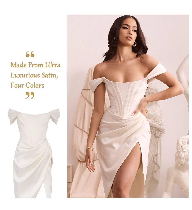 Kesiachiccly Summer White Off Shoulder Sexy Dress Women High Split Strapless Club Bodycon Dress Backless Elegant Party Dresses Kesiachiccly Summer White Off Shoulder Sexy Dress Women High Split Strapless Club Bodycon Dress Backless Elegant Party Dresses