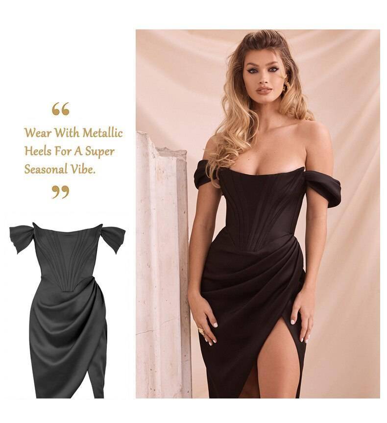 Kesiachiccly Summer White Off Shoulder Sexy Dress Women High Split Strapless Club Bodycon Dress Backless Elegant Party Dresses Kesiachiccly Summer White Off Shoulder Sexy Dress Women High Split Strapless Club Bodycon Dress Backless Elegant Party Dresses