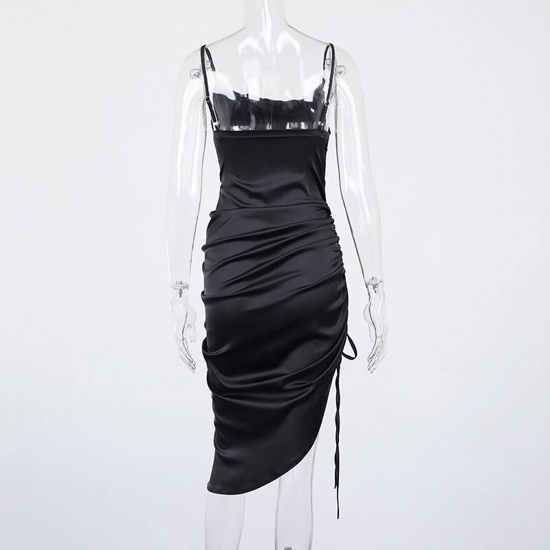 NewAsia Ruched Satin Summer Dress Drawstring Spaghetti Straps Cowl Neck Backless Long Dresses for Women Party Sexy Vestidos 2020 NewAsia Ruched Satin Summer Dress Drawstring Spaghetti Straps Cowl Neck Backless Long Dresses for Women Party Sexy Vestidos 2020