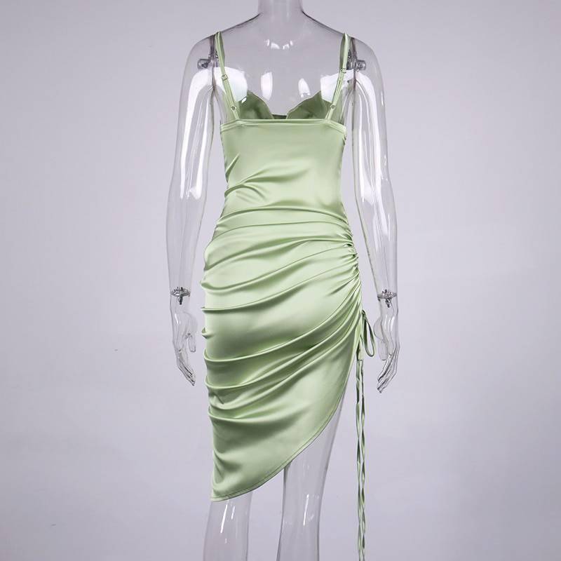 NewAsia Ruched Satin Summer Dress Drawstring Spaghetti Straps Cowl Neck Backless Long Dresses for Women Party Sexy Vestidos 2020 NewAsia Ruched Satin Summer Dress Drawstring Spaghetti Straps Cowl Neck Backless Long Dresses for Women Party Sexy Vestidos 2020