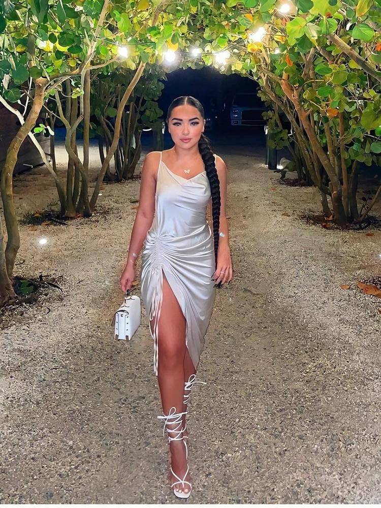 NewAsia Ruched Satin Summer Dress Drawstring Spaghetti Straps Cowl Neck Backless Long Dresses for Women Party Sexy Vestidos 2020 NewAsia Ruched Satin Summer Dress Drawstring Spaghetti Straps Cowl Neck Backless Long Dresses for Women Party Sexy Vestidos 2020