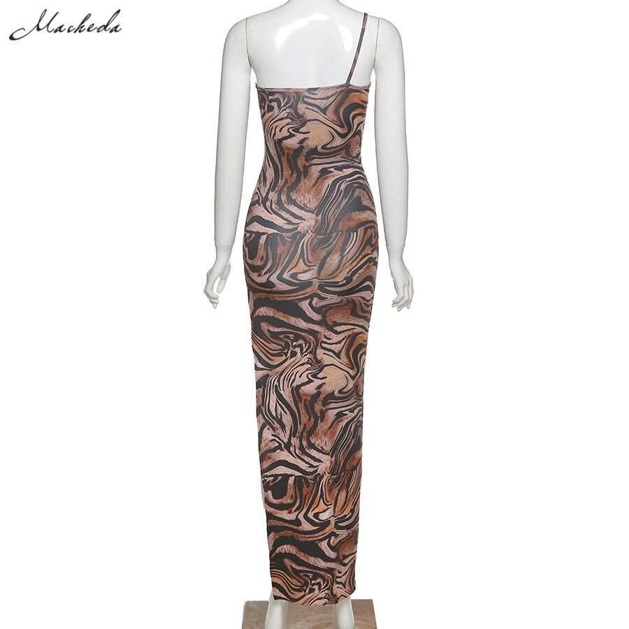 One Shoulder Leopard Print Sling Bodycon Dress OUT0868 - Outfit Garage