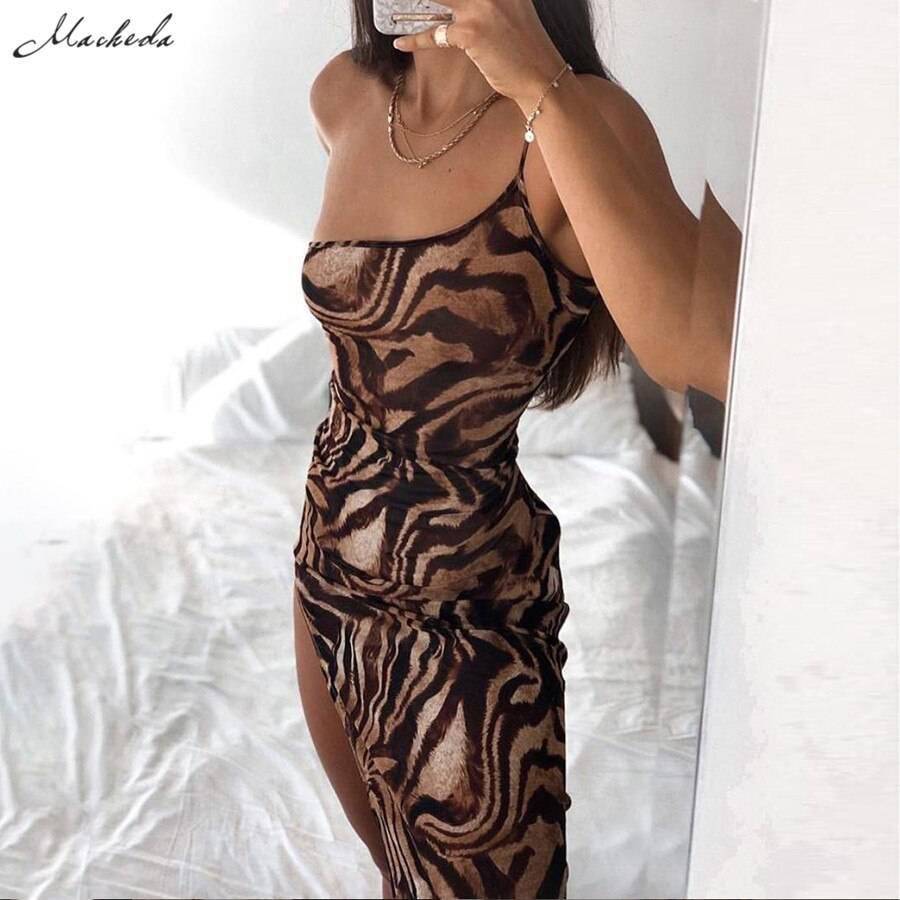 One Shoulder Leopard Print Sling Bodycon Dress OUT0868 One Shoulder Leopard Print Sling Bodycon Dress OUT0868