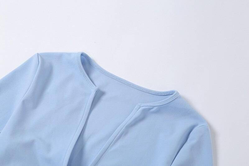 Simenual Ruffles Ruched Drawstring Club Women Matching Sets Long Sleeve Sexy Party Skinny V Neck Top And Skirts 2 Piece Outfits