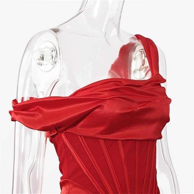 Townlike Stretch Satin Elegant Dress Women High Split Deep V Neck Sexy Party Dress 2021 Summer Dresses With Fishbone Vestidos