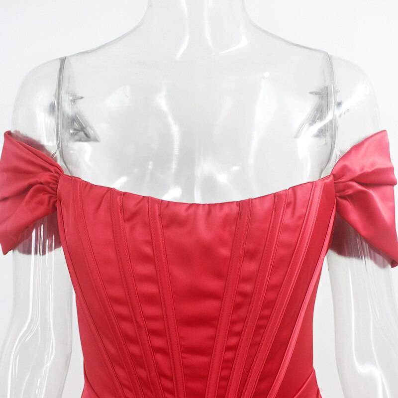 Townlike Stretch Satin Elegant Dress Women High Split Deep V Neck Sexy Party Dress 2021 Summer Dresses With Fishbone Vestidos