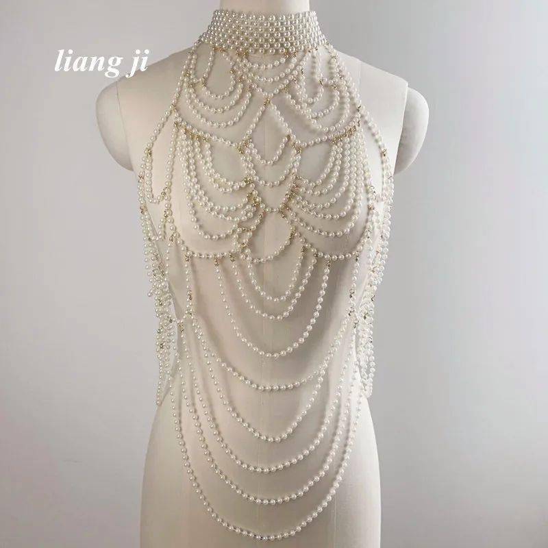 FREE SHIPPING Vintage 1920s Flapper Dress Accessory Pearl Body Chain Jewelry Harness OUT1044