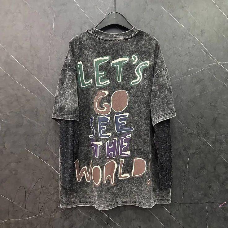 FREE SHIPPING Vintage Washed Minnie Graphic Oversized T-Shirt Women 2025 Lets Go See The World Streetwear Loose Top OUT1039