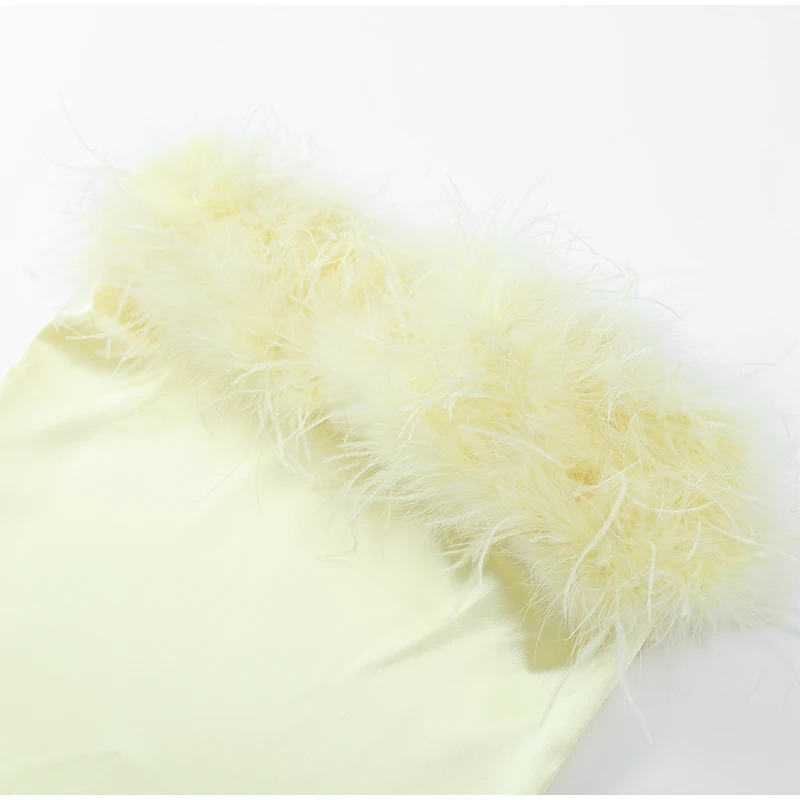 FREE SHIPPING Elegant Yellow Lace Maxi Dress Strapless Slim Fit Evening Gown OUT1082