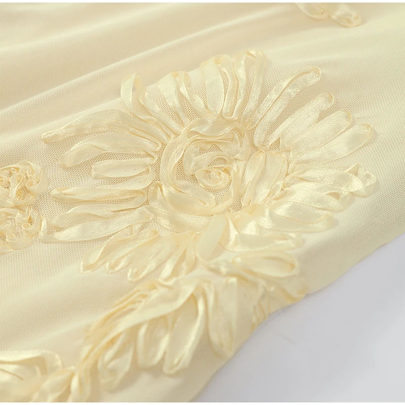 FREE SHIPPING Elegant Yellow Lace Maxi Dress Strapless Slim Fit Evening Gown OUT1082