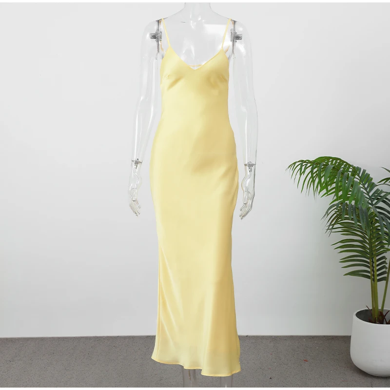 FREE SHIPPING Elegant Yellow Lace Maxi Dress Strapless Slim Fit Evening Gown OUT1082
