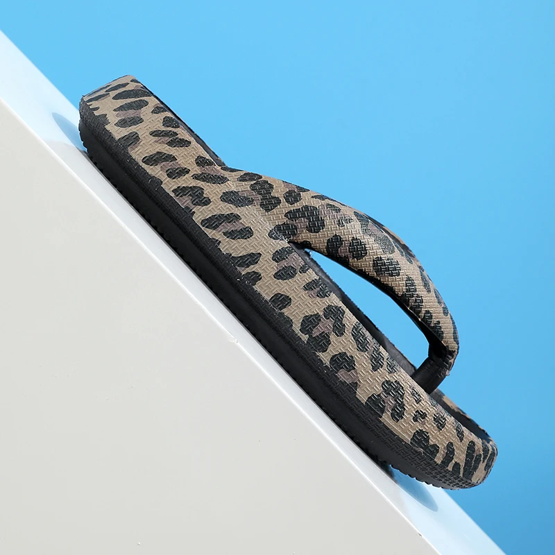 Women Chunky Beach Sandals Leopard Print Platform Flip Flops OUT1087