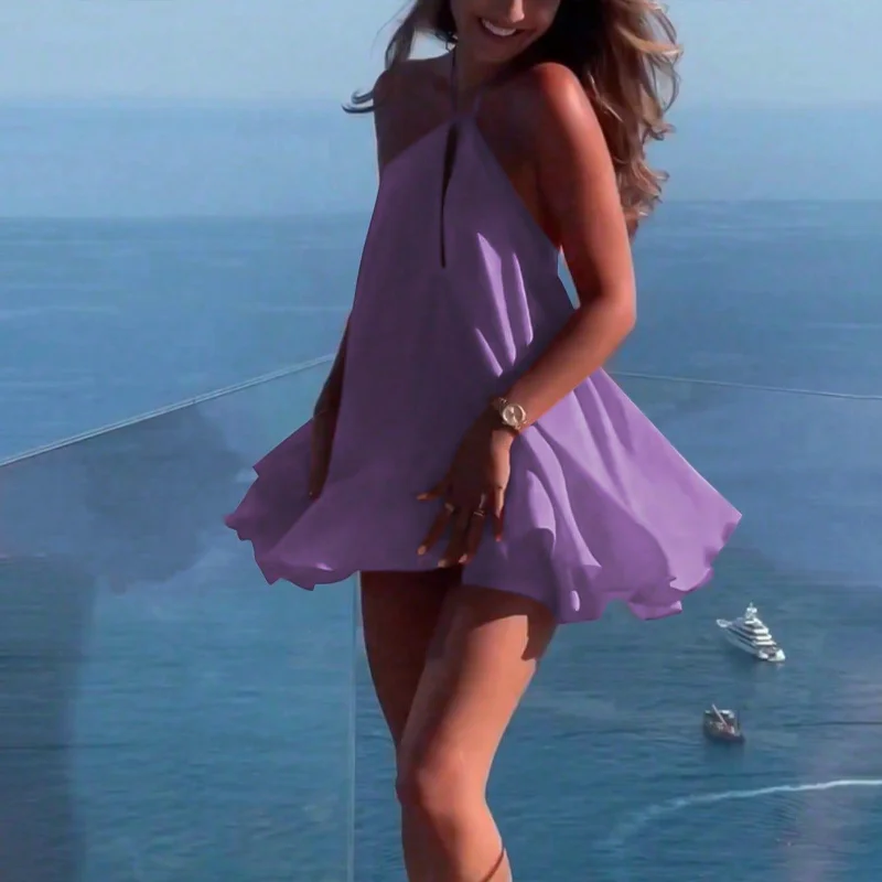 Sexy Mini Dress Women Backless Lace Up Sling Loose Summer Beach Party Dress OUT1089 Sexy Mini Dress Women Backless Lace Up Sling Loose Summer Beach Party Dress OUT1089