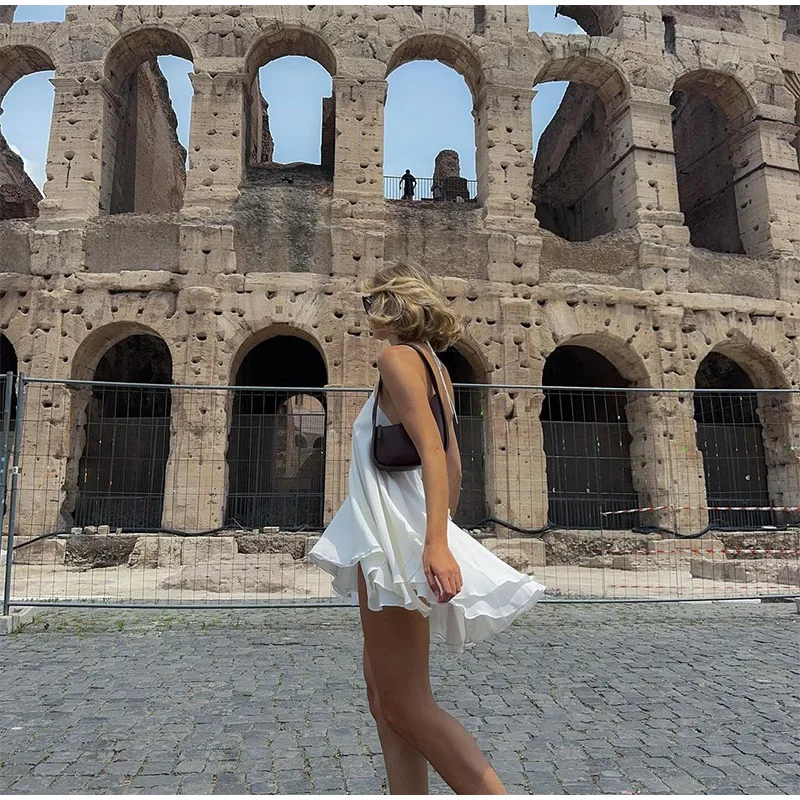 Sexy Mini Dress Women Backless Lace Up Sling Loose Summer Beach Party Dress OUT1089