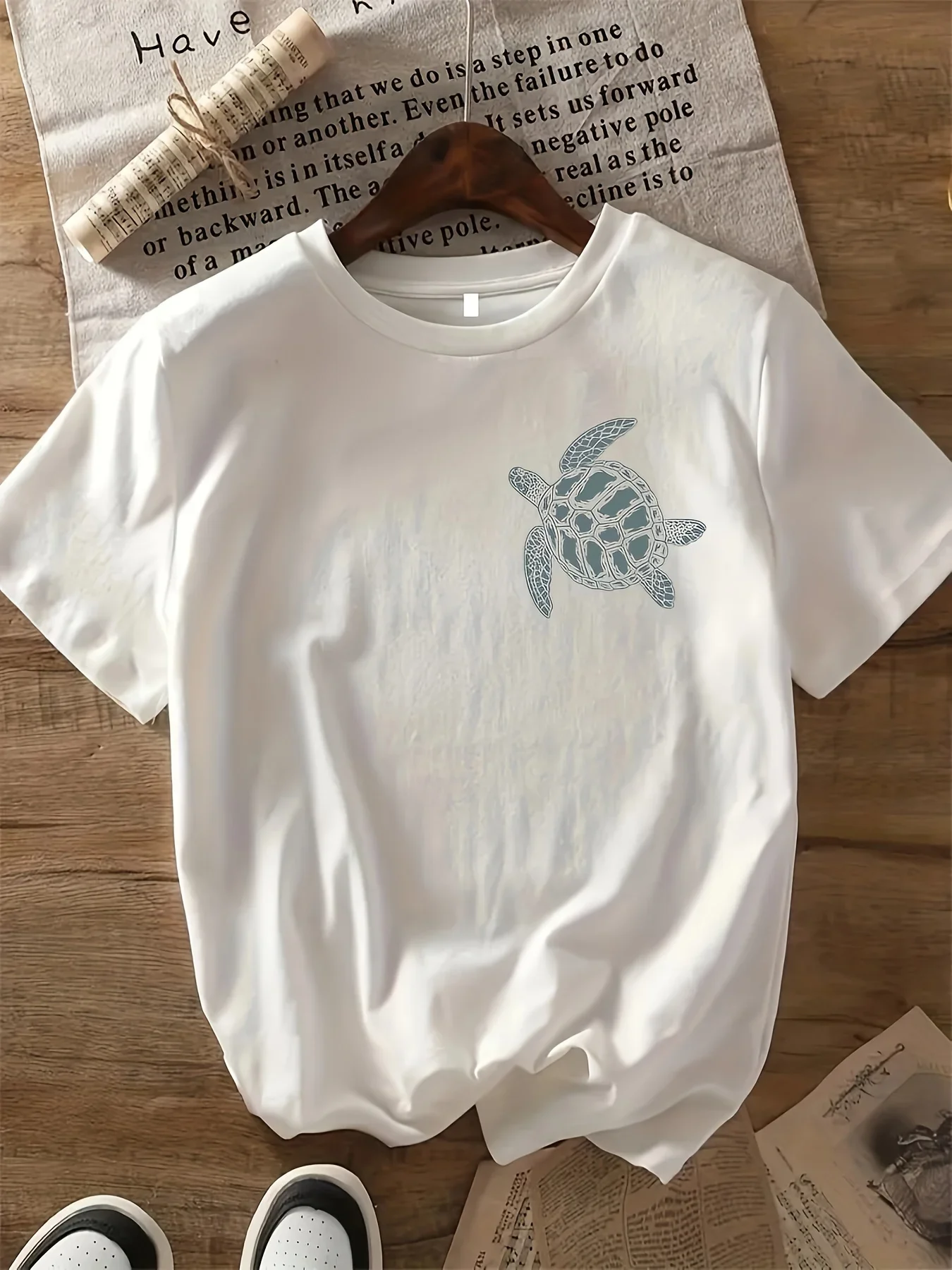 Vibrant Turtle Graphic Print T-Shirt Women Crew Neck Geometric Pattern Female Short Sleeve Casual Tee for Summer Vibrant Turtle Graphic Print T-Shirt Women Crew Neck Geometric Pattern Female Short Sleeve Casual Tee for Summer