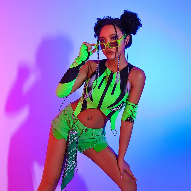 FREE SHIPPING Fluorescent Green Y2K Cut Out Tank Top Plus Arm Sleeves Set Futuristic Rave Festival Outfit OUT1162 FREE SHIPPING Fluorescent Green Y2K Cut Out Tank Top Plus Arm Sleeves Set Futuristic Rave Festival Outfit OUT1162