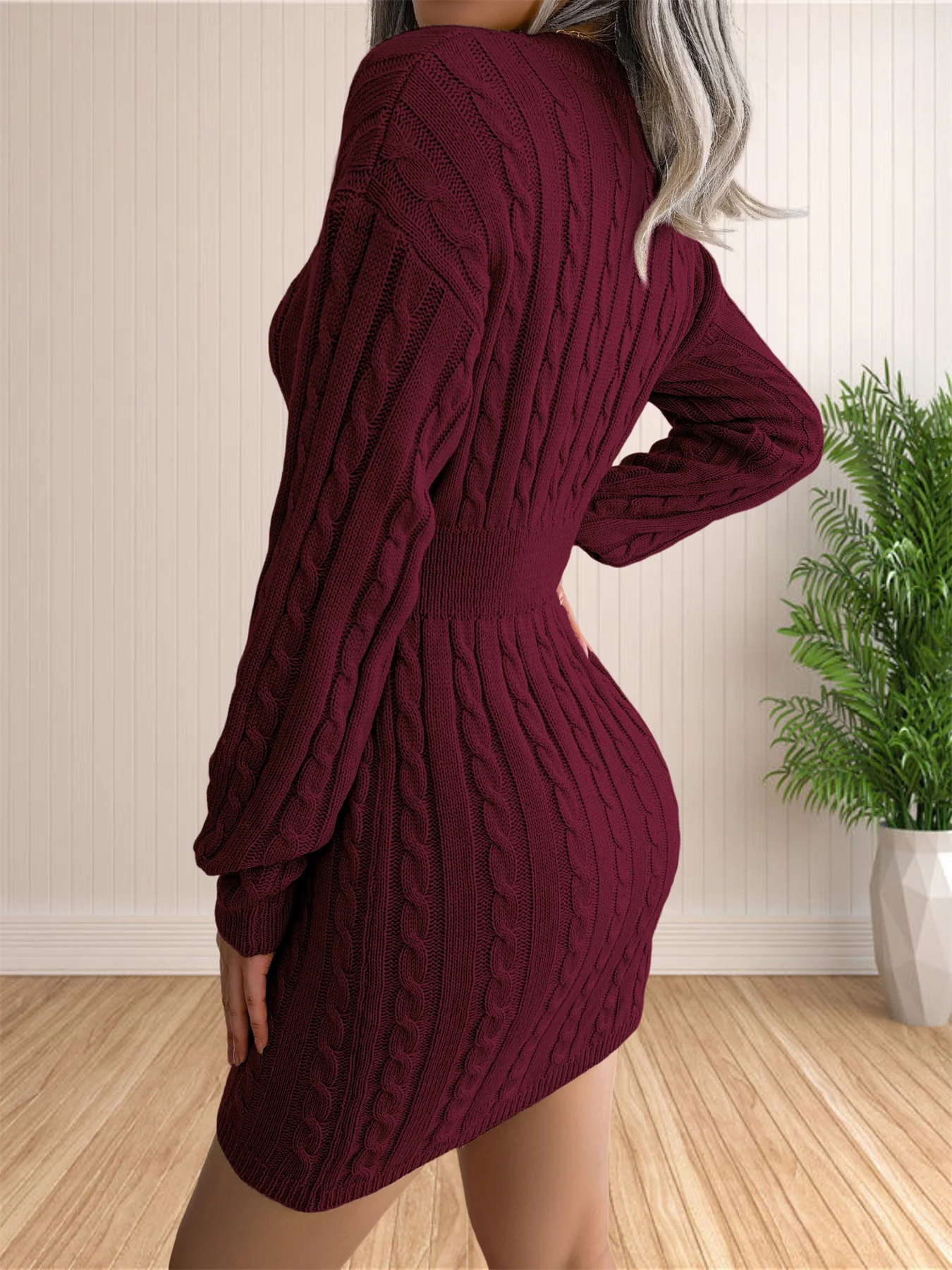 Women Sweater Dresses Cocktail V Neck Knitted Dress Sweater Sheath Dress Women Sweater Dresses Cocktail V Neck Knitted Dress Sweater Sheath Dress