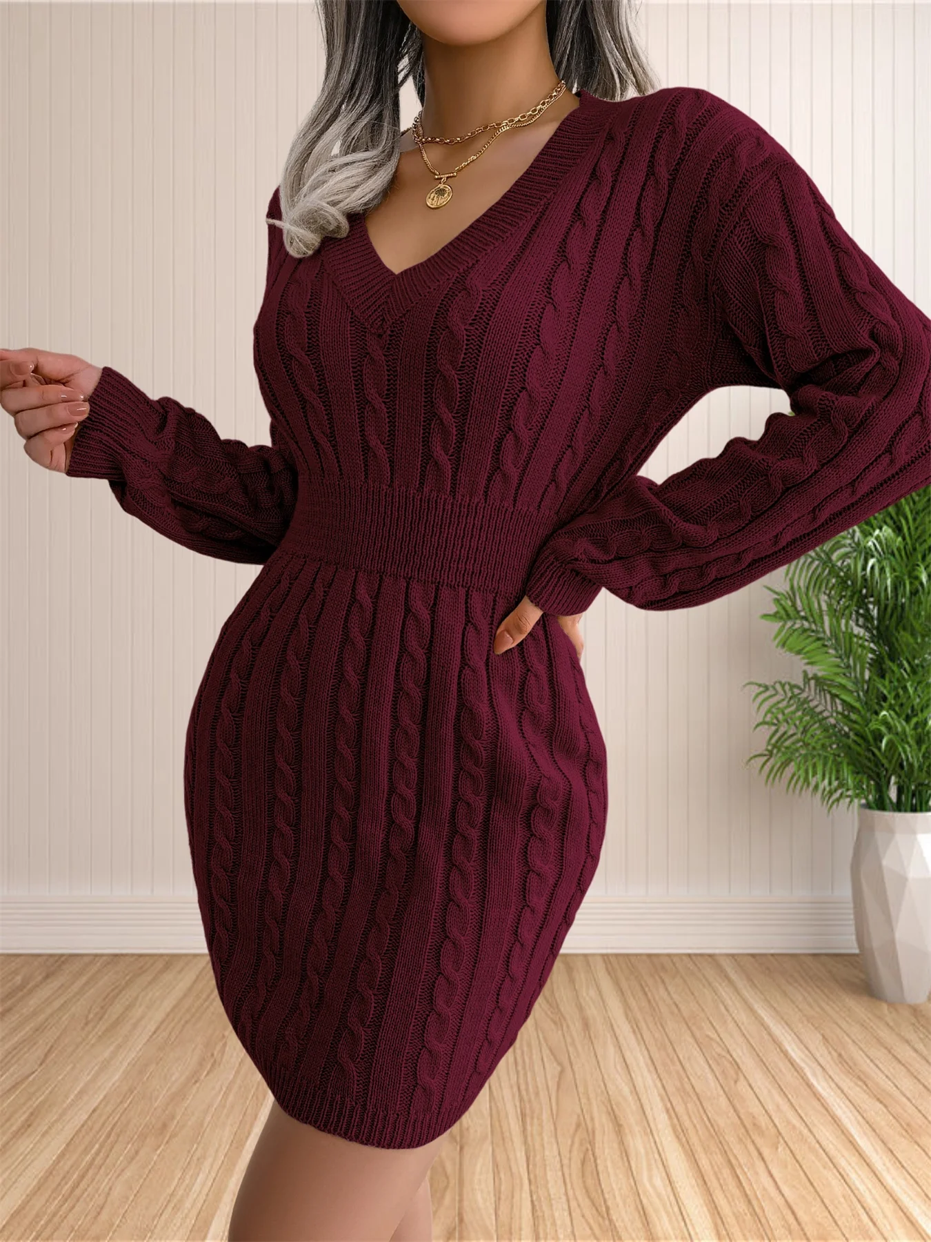 Women Sweater Dresses Cocktail V Neck Knitted Dress Sweater Sheath Dress Women Sweater Dresses Cocktail V Neck Knitted Dress Sweater Sheath Dress