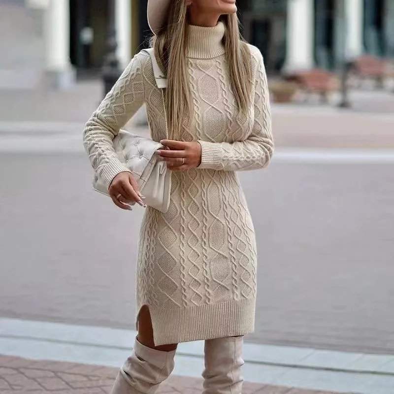 Outfitgarage Vintage Knitted Sweater Dress Winter Outfit Midi Dress OUT1179 Outfitgarage Vintage Knitted Sweater Dress Winter Outfit Midi Dress OUT1179