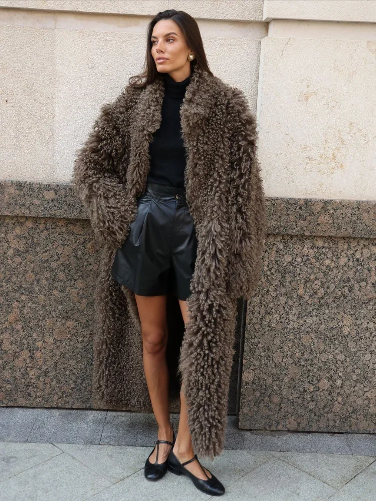 Luxury Women Winter Outfit Long Faux Fur Coat Lapel Long Sleeve Jacket OUT1180 Luxury Women Winter Outfit Long Faux Fur Coat Lapel Long Sleeve Jacket OUT1180