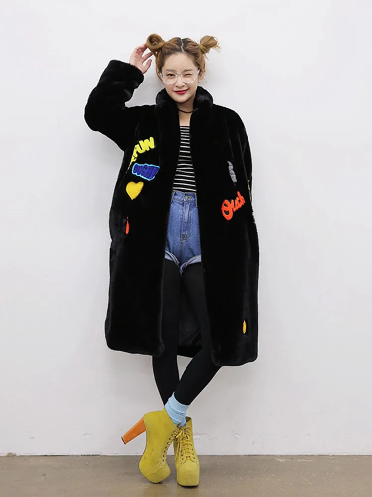 FREE SHIPPING 2026 Winter Outerwear Faux Fur Teddy Coat Jacket With Funny Patchwork OUT1181 FREE SHIPPING 2026 Winter Outerwear Faux Fur Teddy Coat Jacket With Funny Patchwork OUT1181